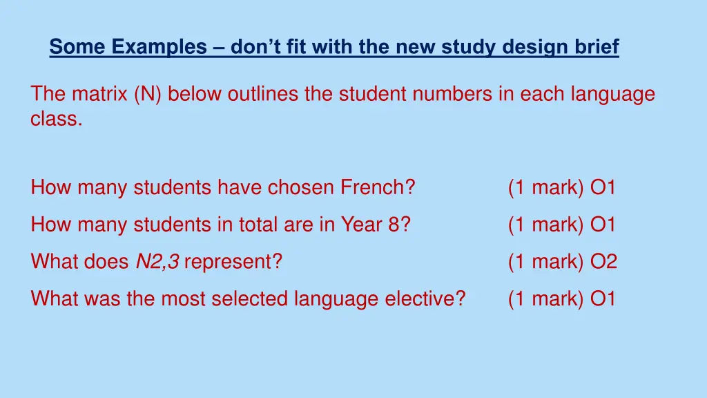 some examples don t fit with the new study design