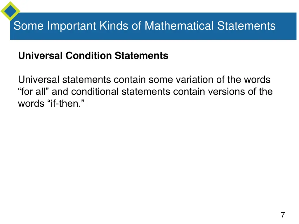 some important kinds of mathematical statements 1