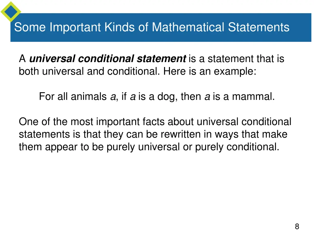 some important kinds of mathematical statements 2