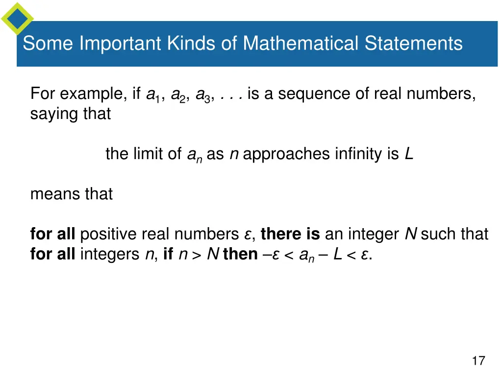 some important kinds of mathematical statements 8