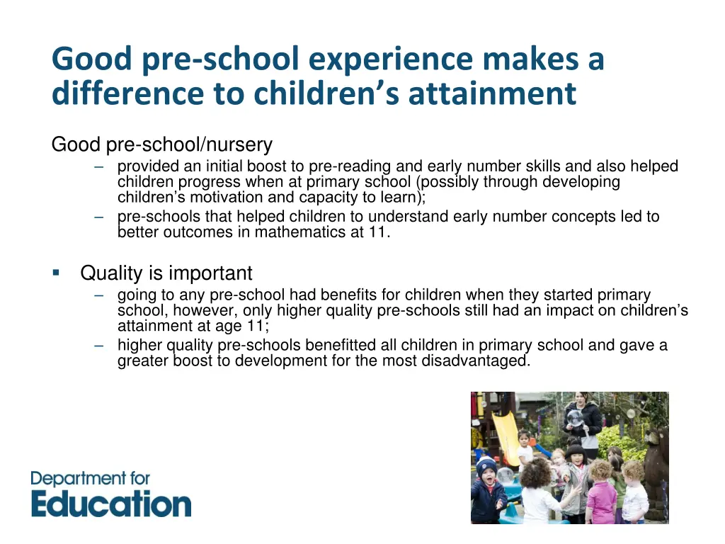 good pre school experience makes a difference