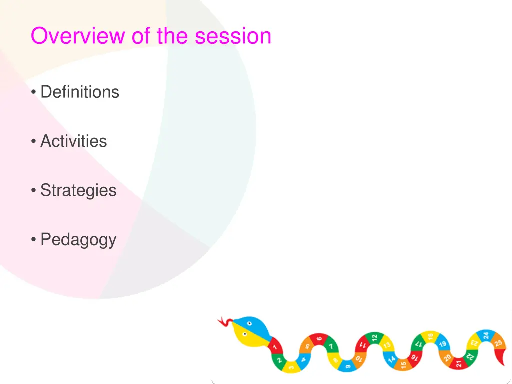 overview of the session