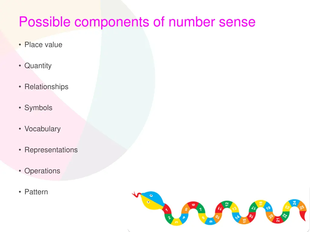 possible components of number sense 1