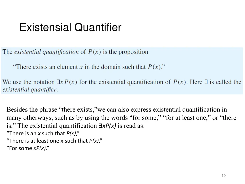 existensial quantifier