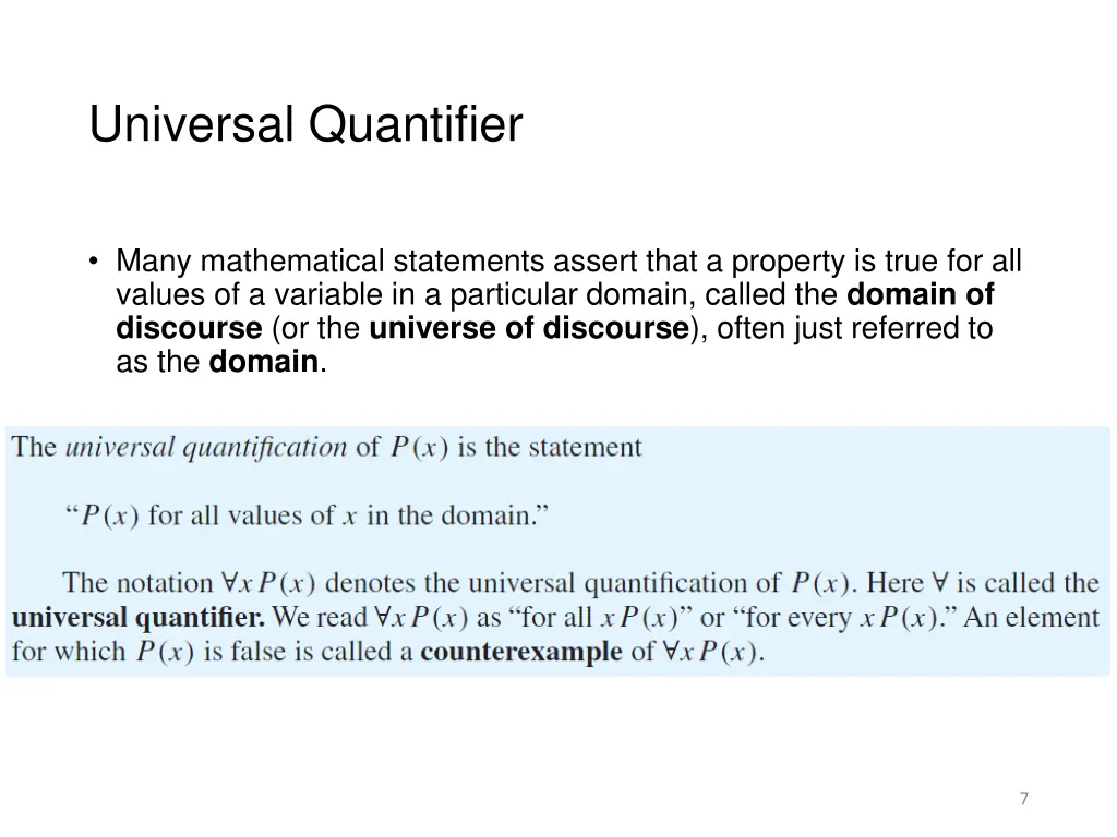 universal quantifier