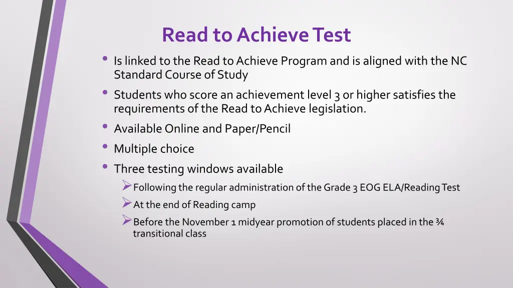 read to achieve test is linked to the read