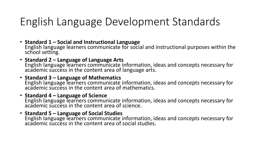 english language development standards