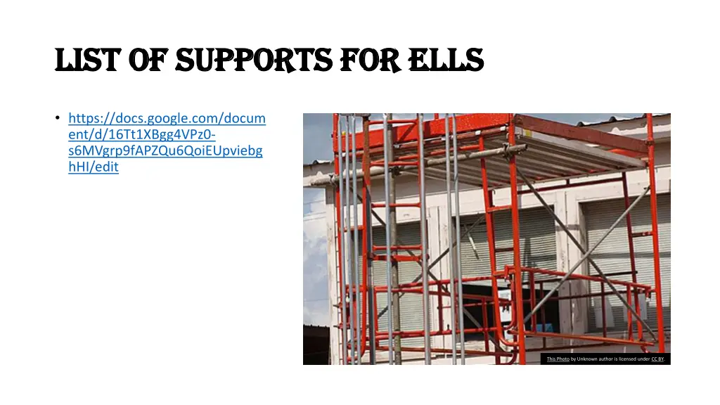 list of supports for ells list of supports