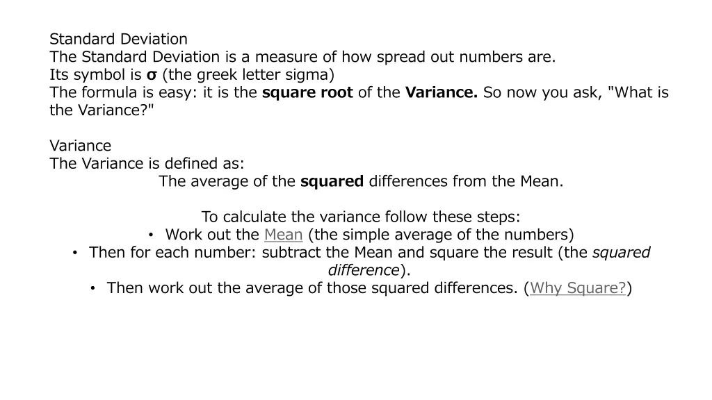 standard deviation the standard deviation