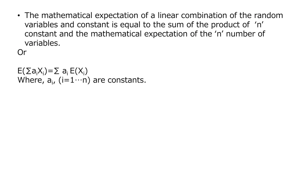 the mathematical expectation of a linear