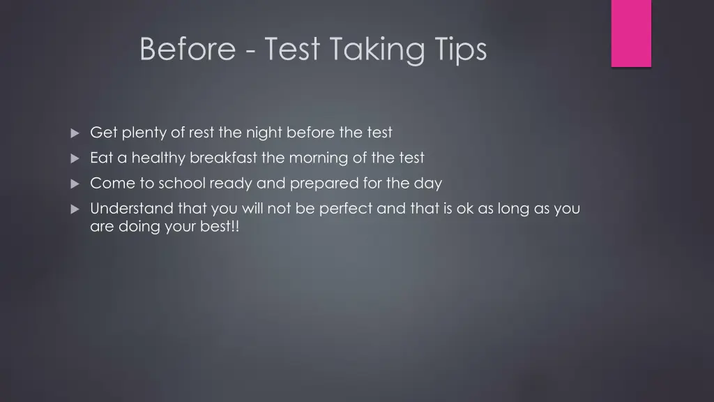 before test taking tips