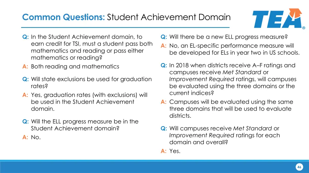 common questions student achievement domain