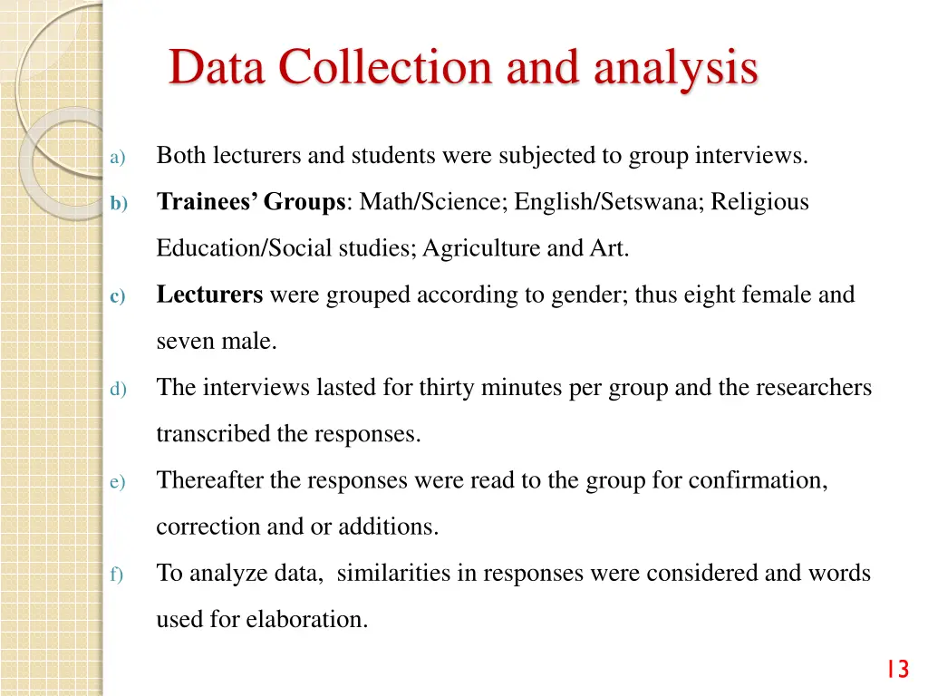 data collection and analysis