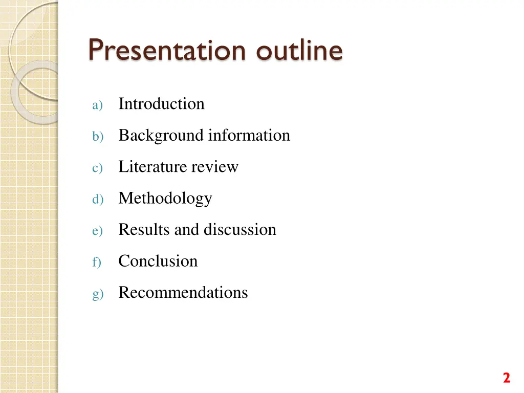 presentation outline