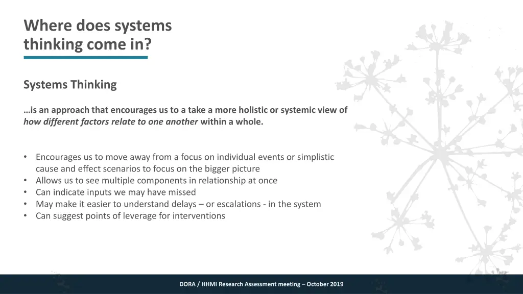 where does systems thinking come in