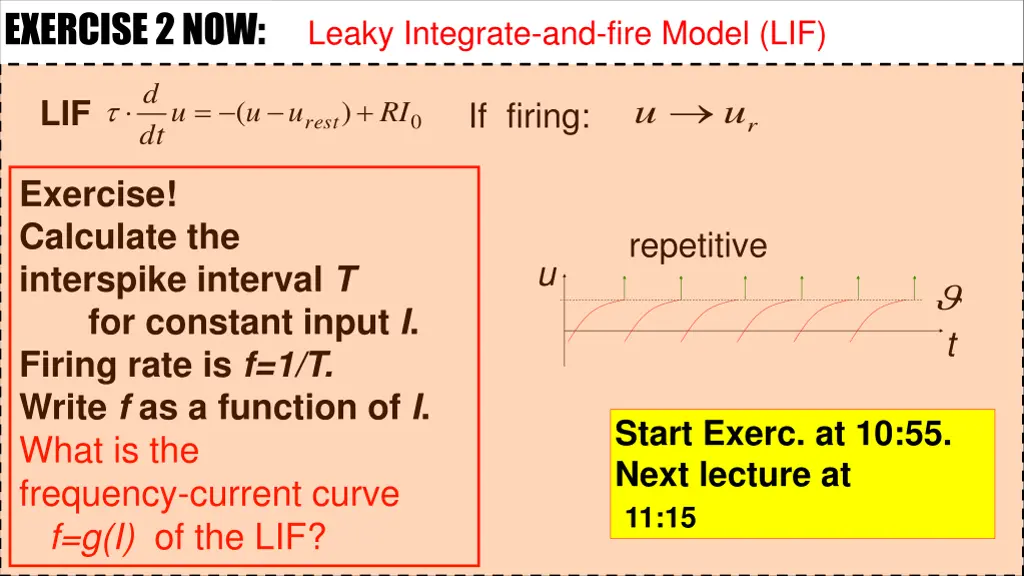 exercise 2 now leaky integrate and fire model lif