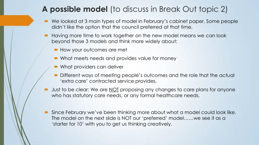 a possible model to discuss in break out topic 2