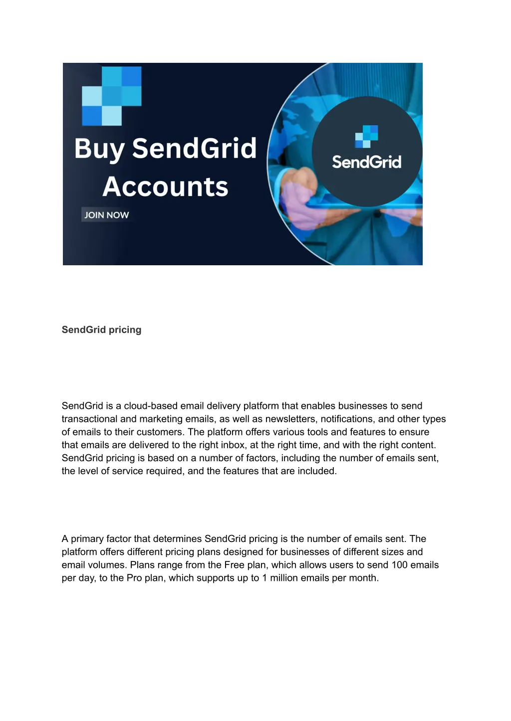 sendgrid pricing