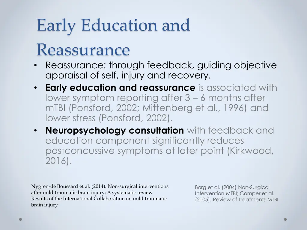 early education and reassurance reassurance