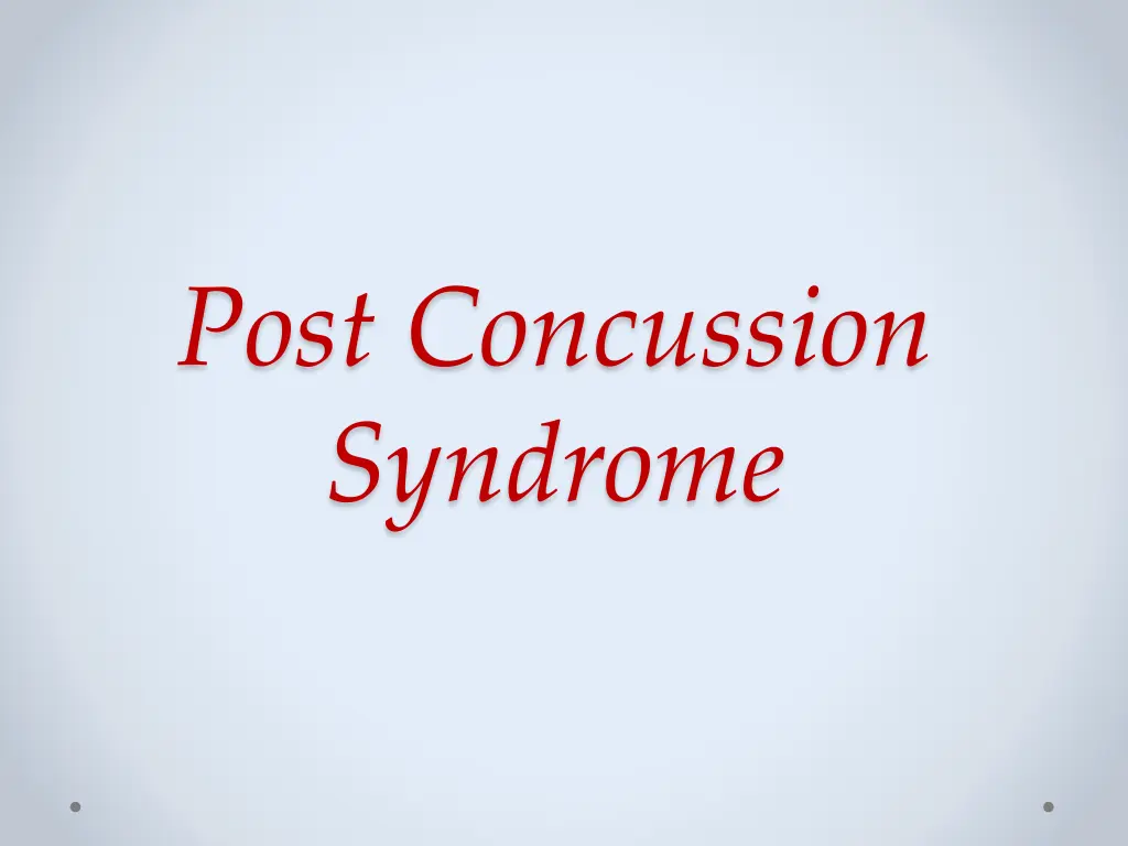 post concussion syndrome