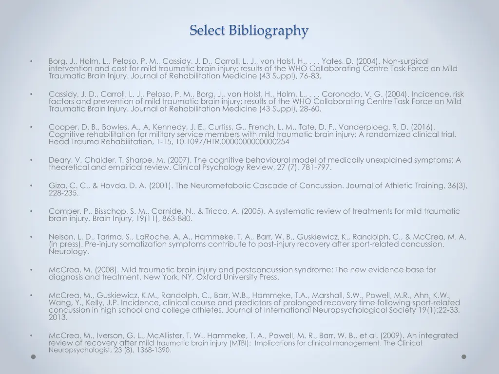 select bibliography