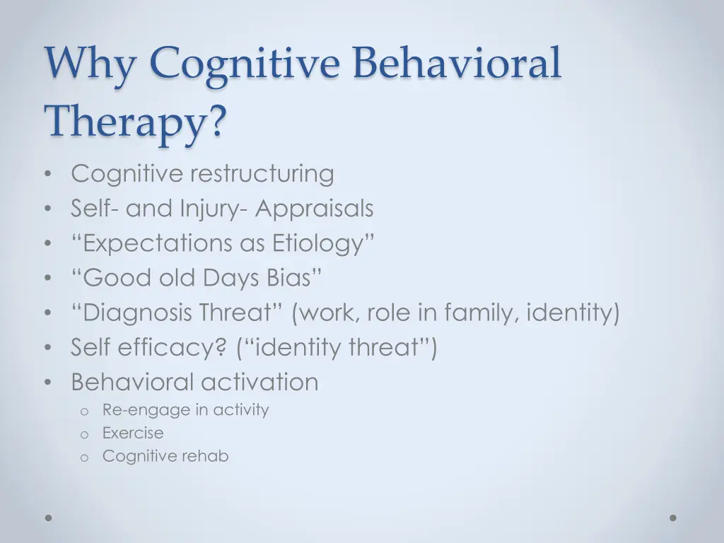 why cognitive behavioral therapy cognitive