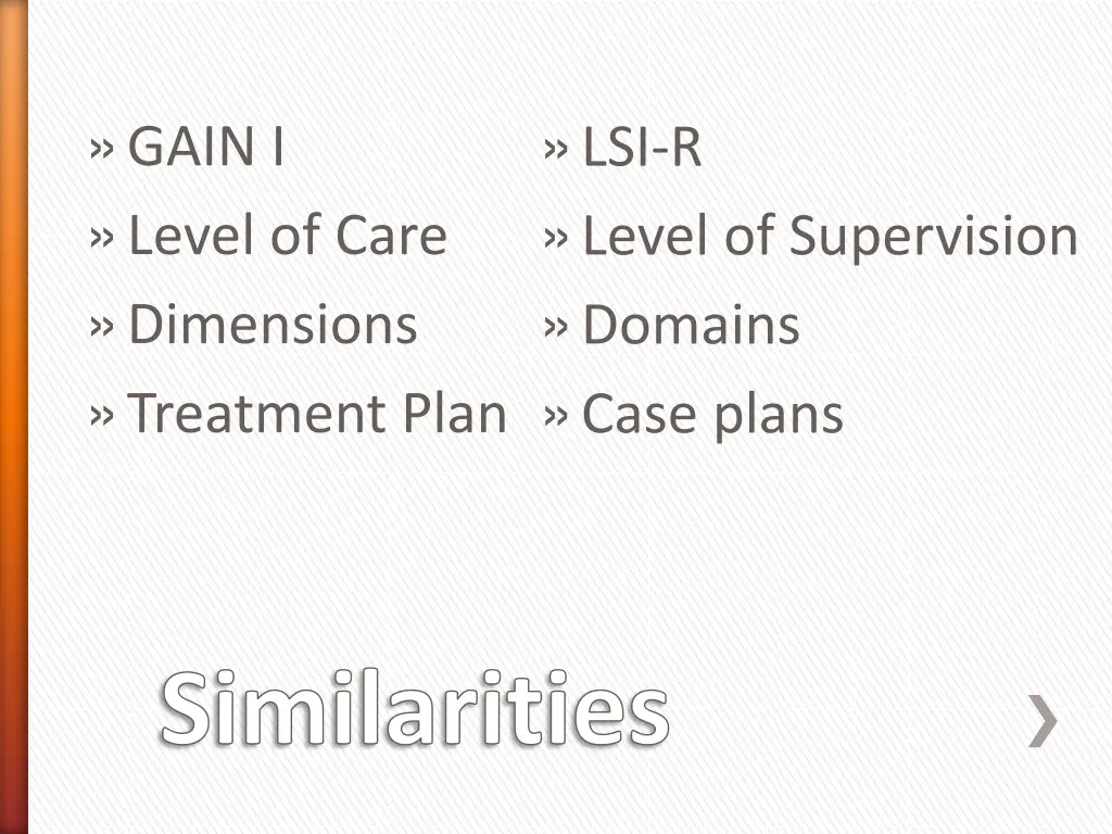 gain i level of care dimensions treatment plan