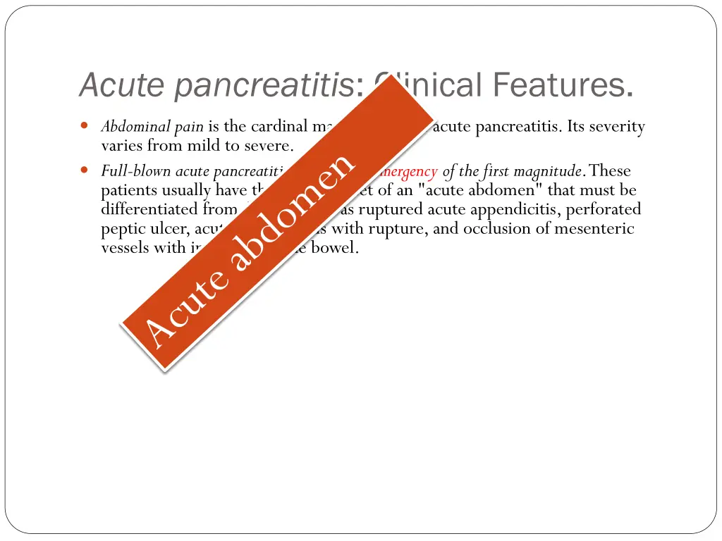 acute pancreatitis clinical features