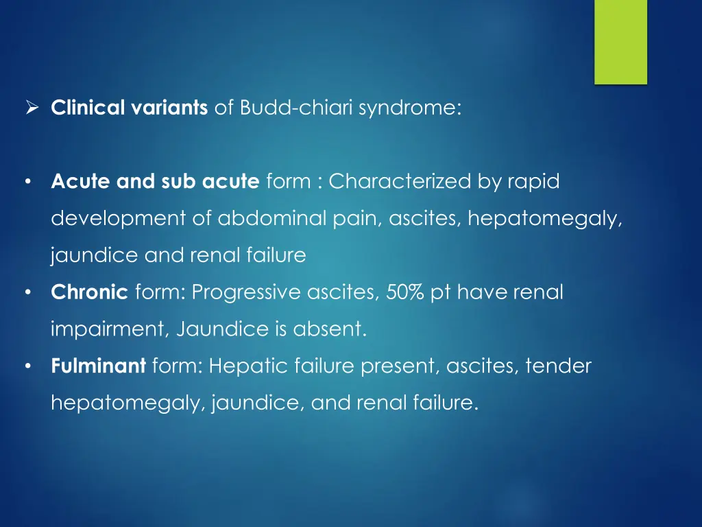 clinical variants of budd chiari syndrome