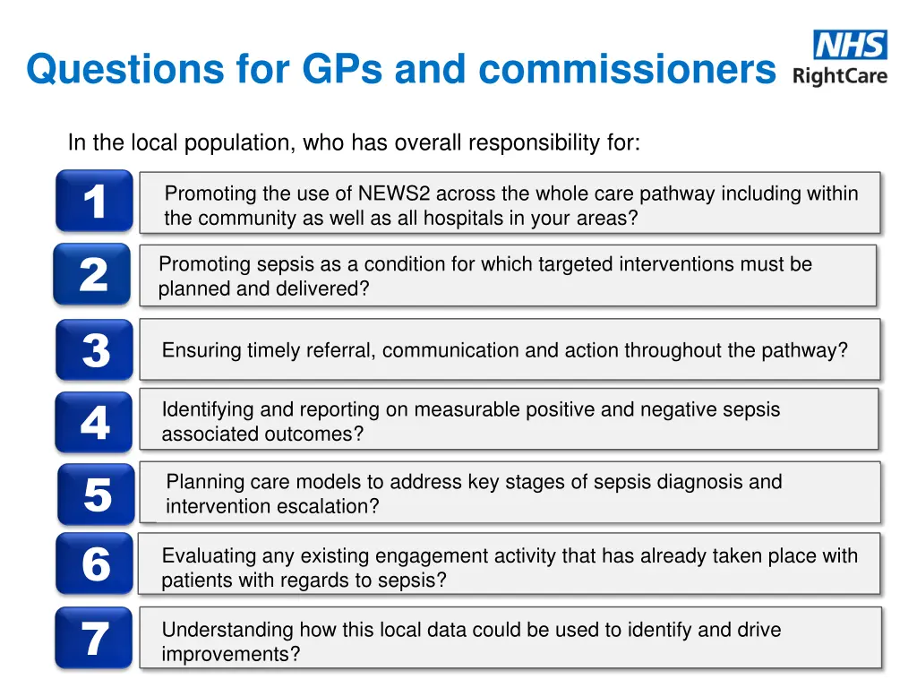 questions for gps and commissioners