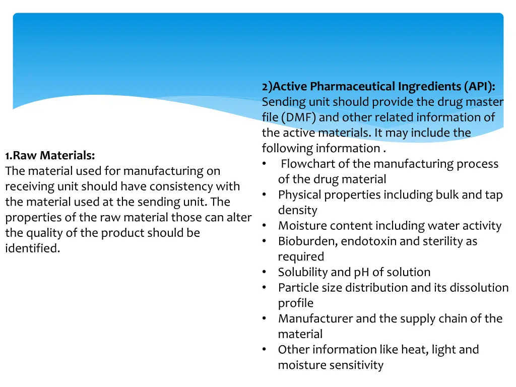 2 active pharmaceutical ingredients api sending