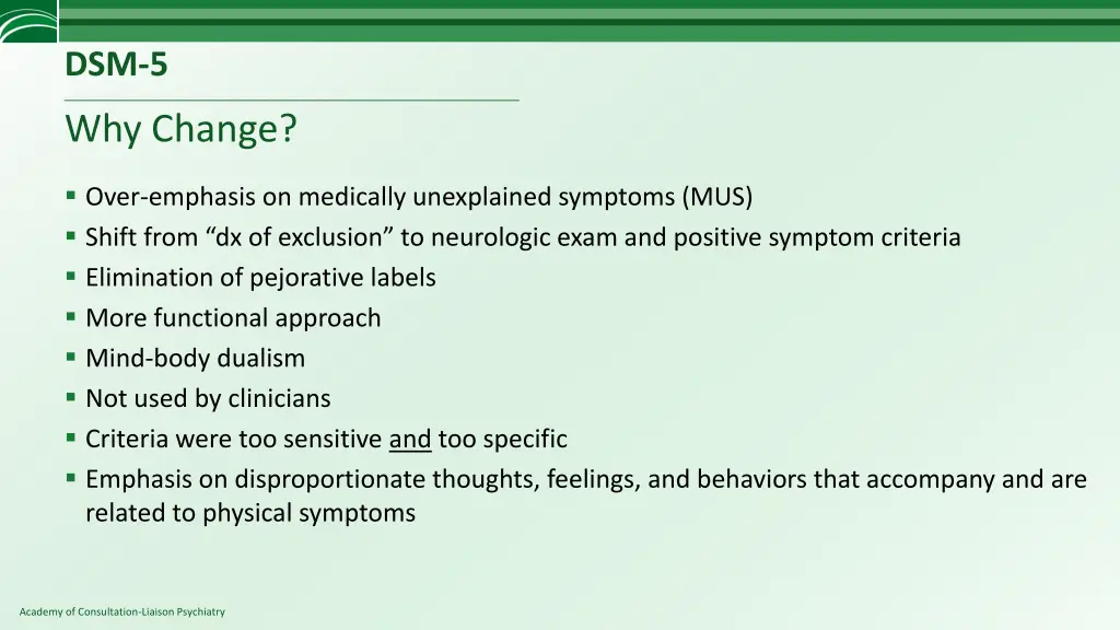 dsm 5 why change