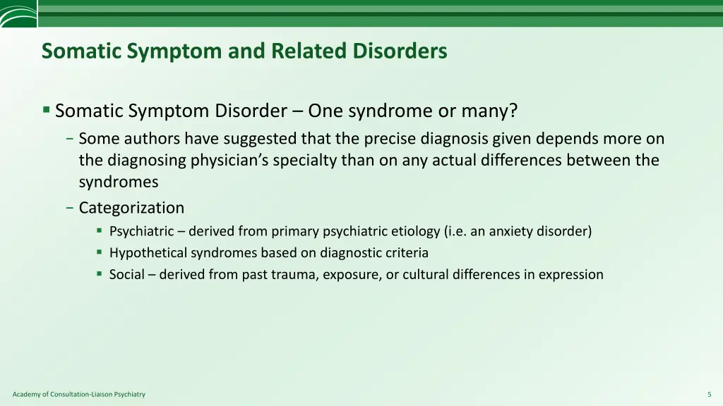 somatic symptom and related disorders 1