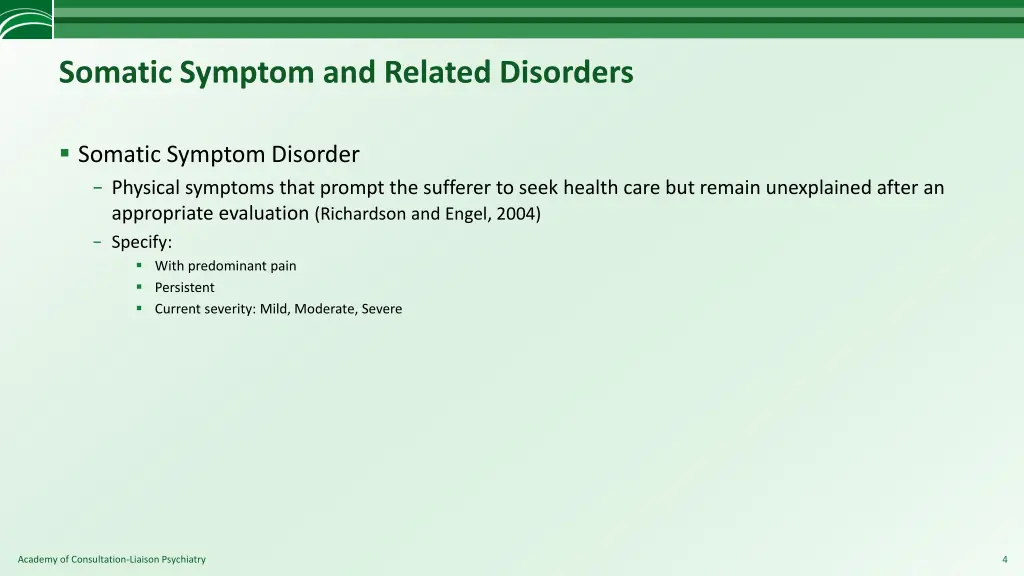 somatic symptom and related disorders