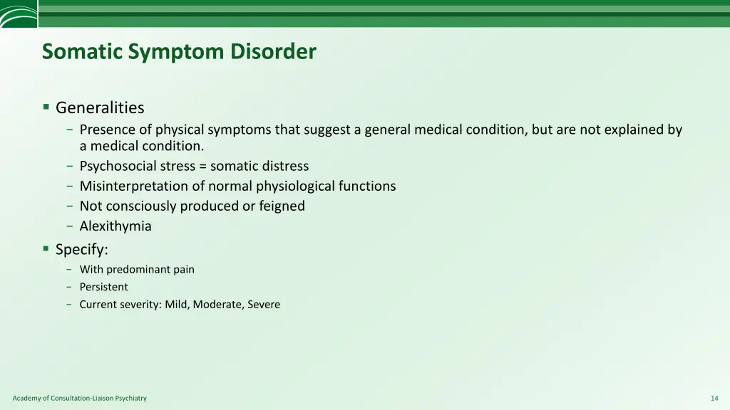 somatic symptom disorder