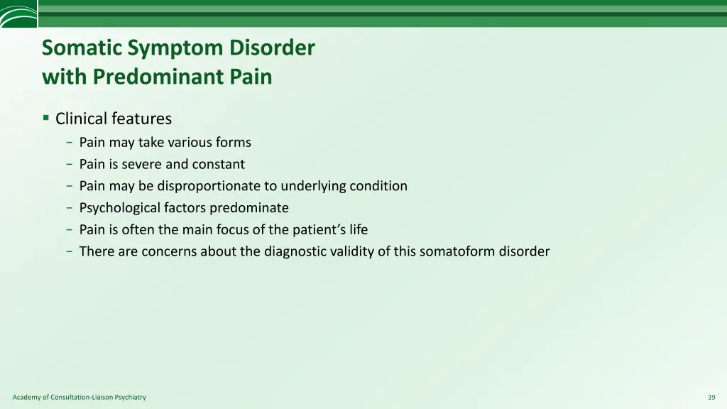 somatic symptom disorder with predominant pain 1