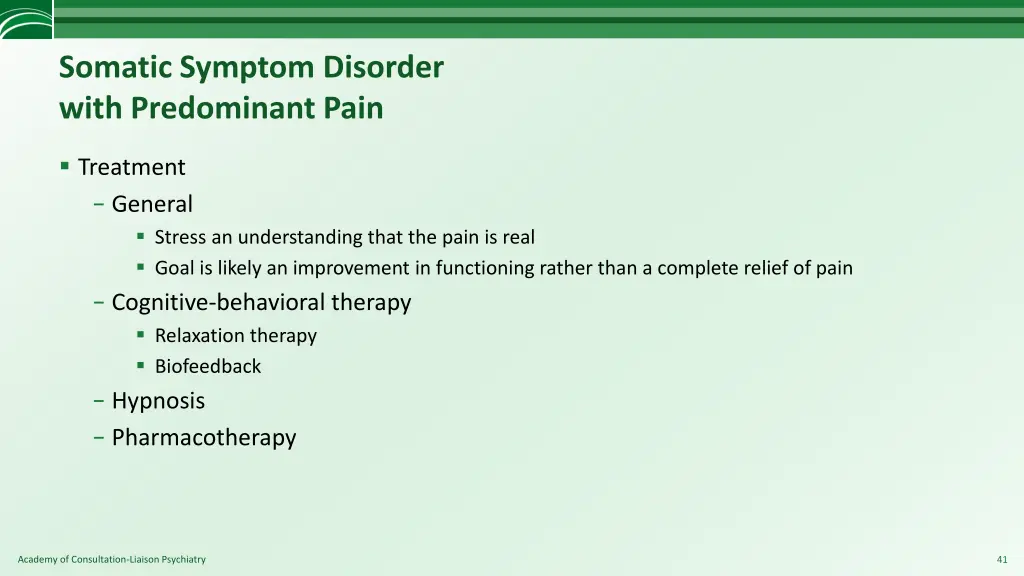 somatic symptom disorder with predominant pain 3