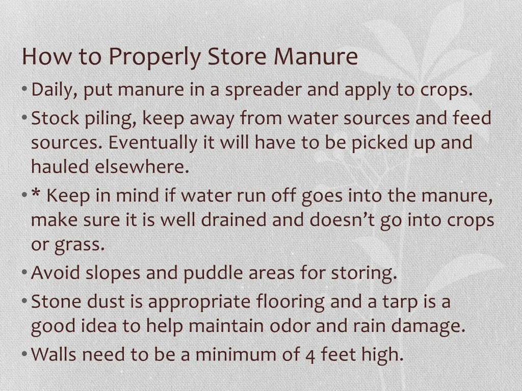 how to properly store manure daily put manure