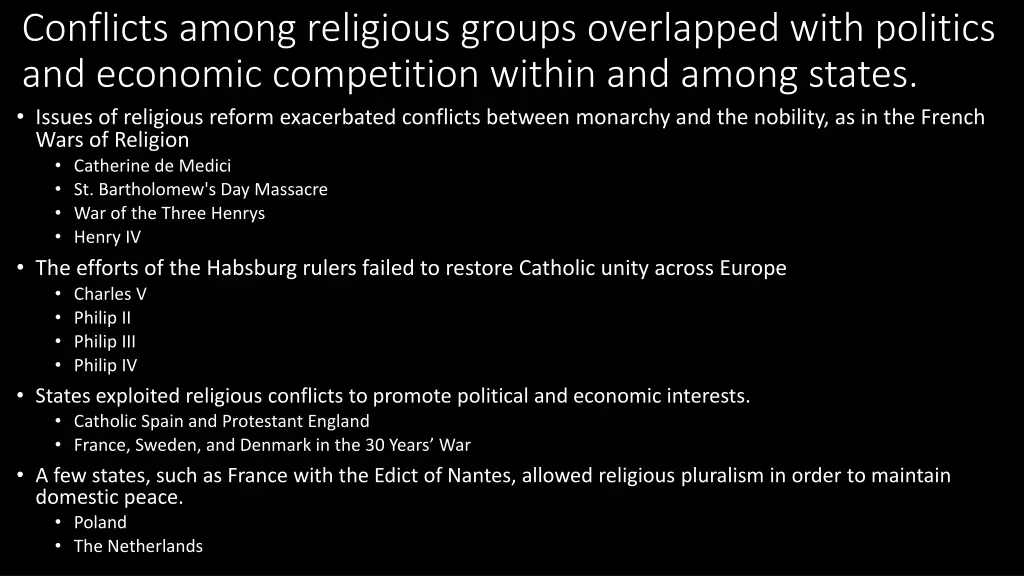 conflicts among religious groups overlapped with