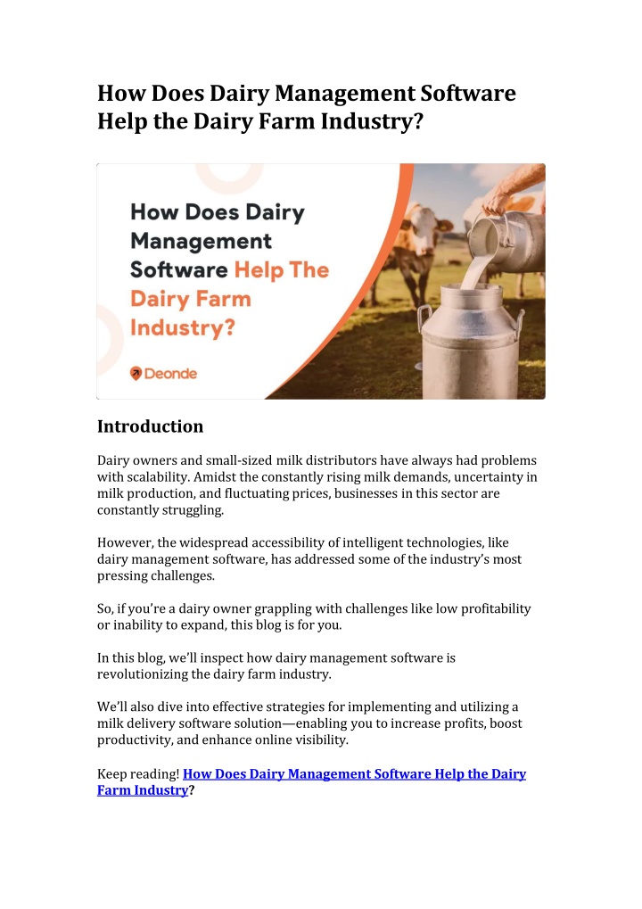 how does dairy management software help the dairy