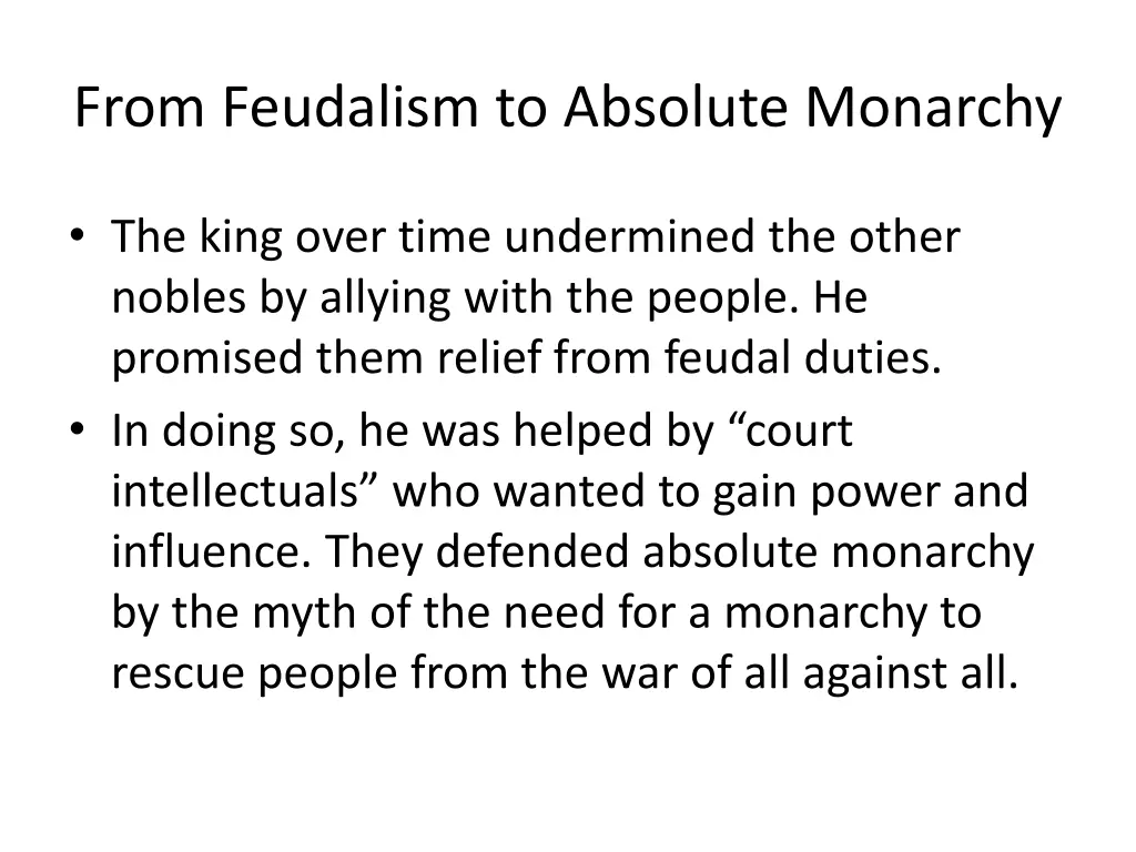 from feudalism to absolute monarchy