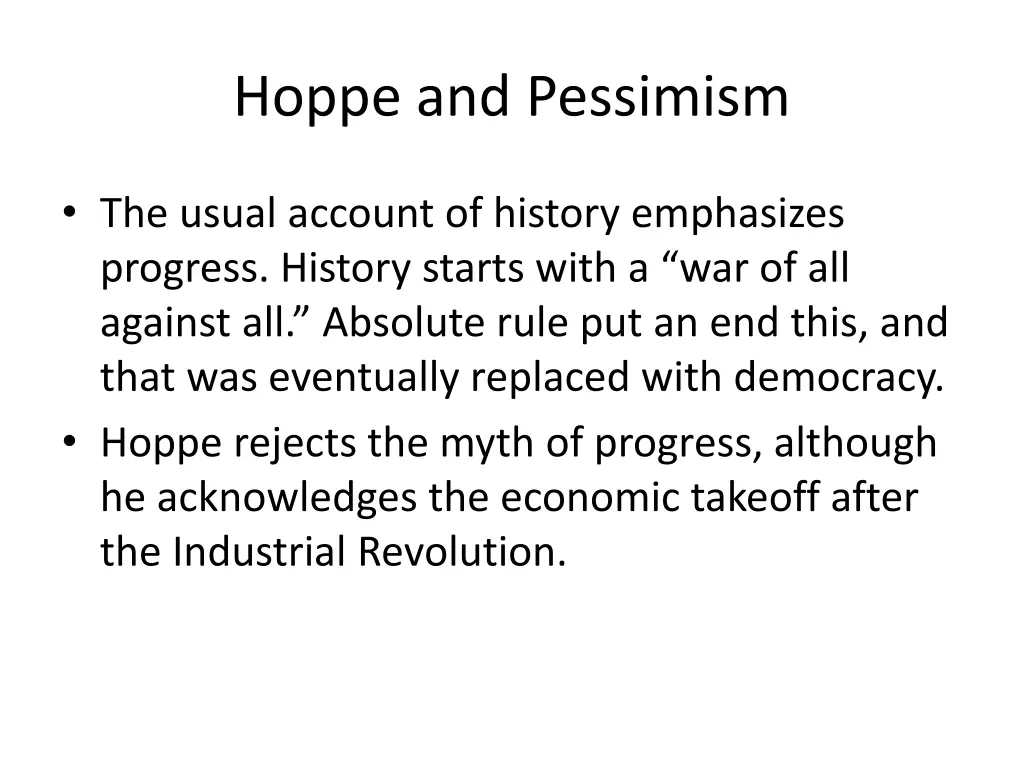 hoppe and pessimism