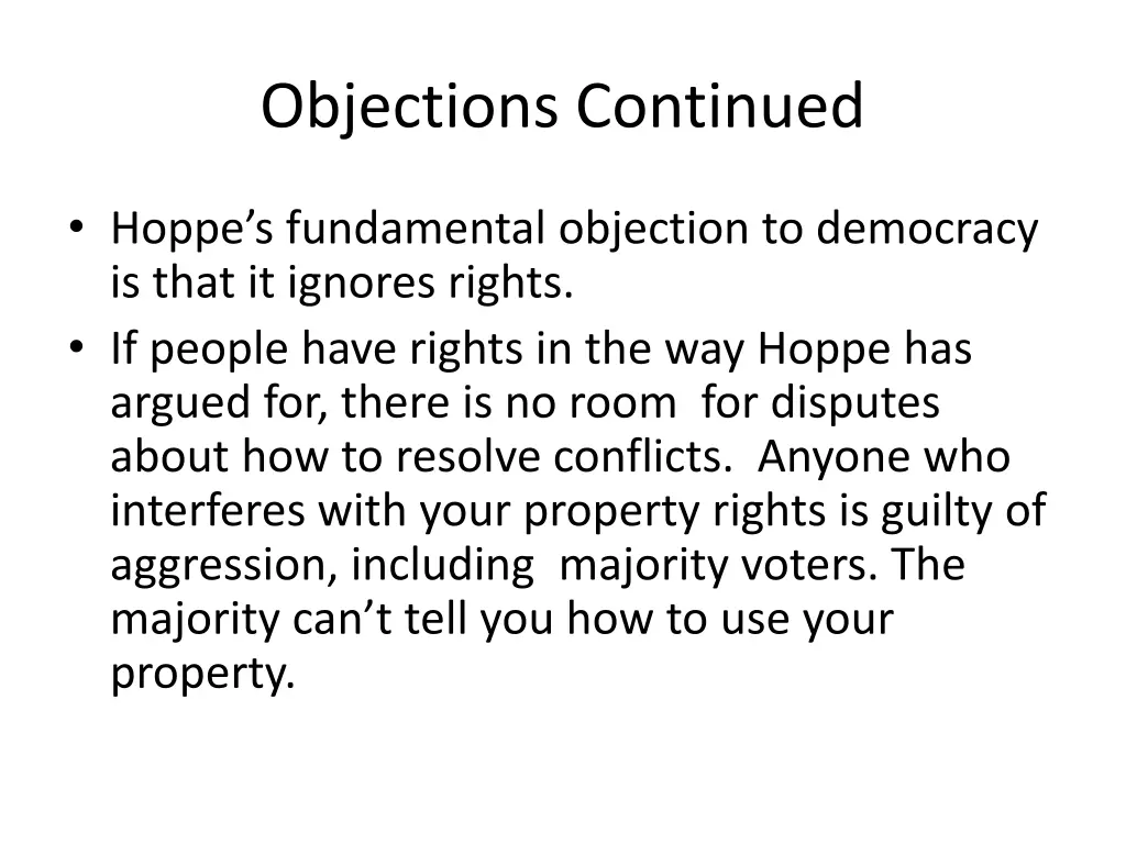 objections continued