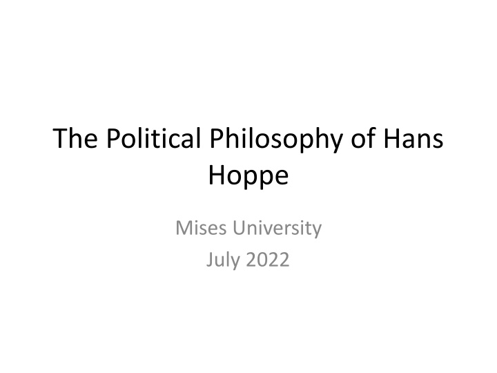 the political philosophy of hans hoppe