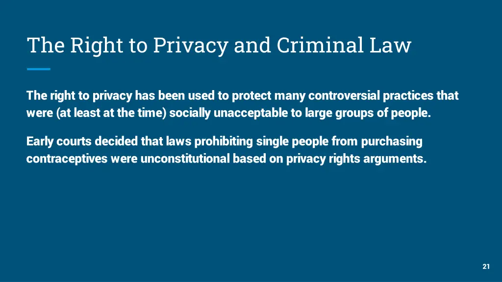 the right to privacy and criminal law