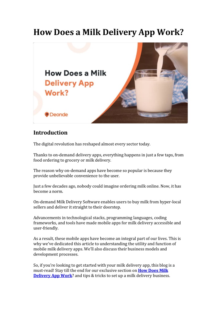 how does a milk delivery app work