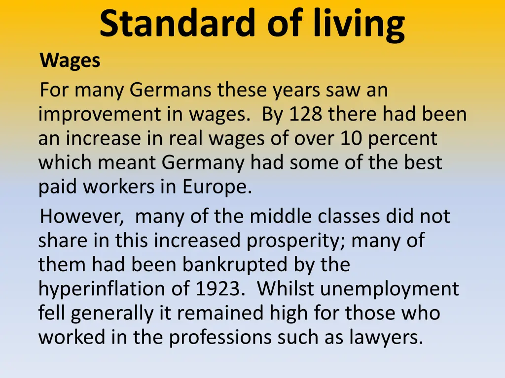 standard of living wages for many germans these