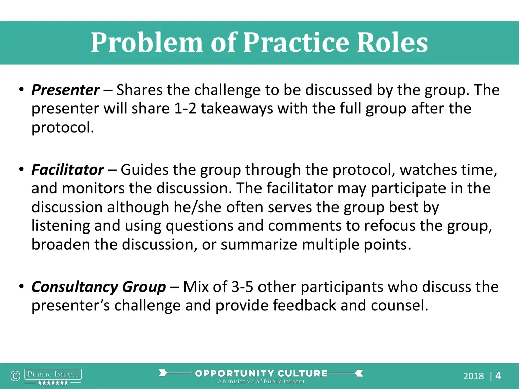 problem of practice roles