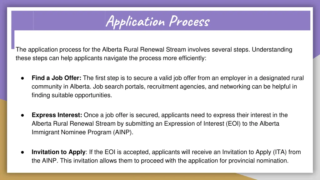 the application process for the alberta rural