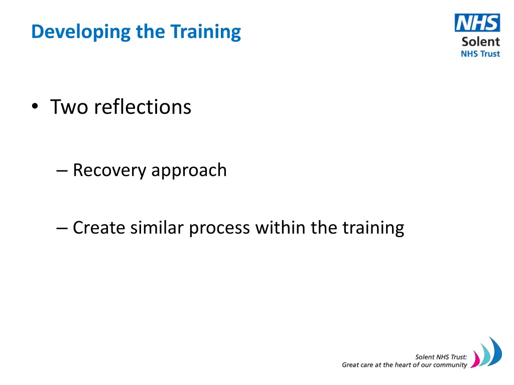 developing the training